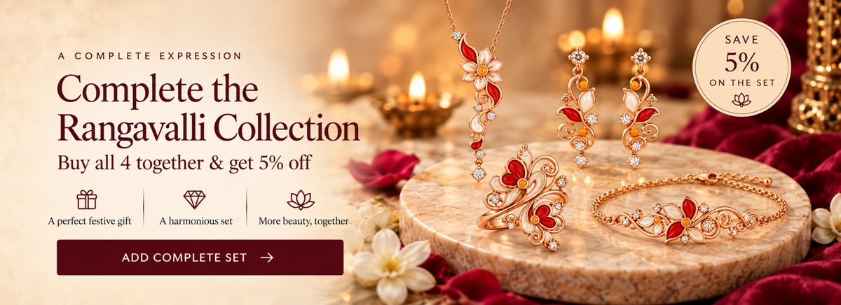 The complete Rangavalli set — necklace, earrings, ring and bracelet